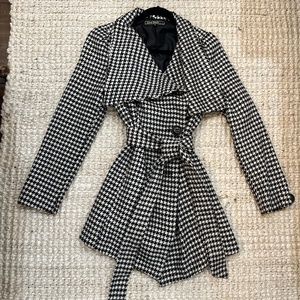 Houndstooth Black and White Peacoat | Love Stitch | Size L